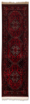 Loper Afghaans tapijt - Kunduz - 286 x 81 cm - rood