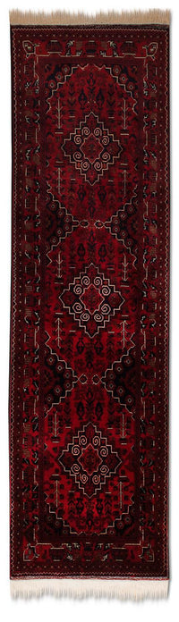 Loper Afghaans tapijt - Kunduz - 286 x 81 cm - rood