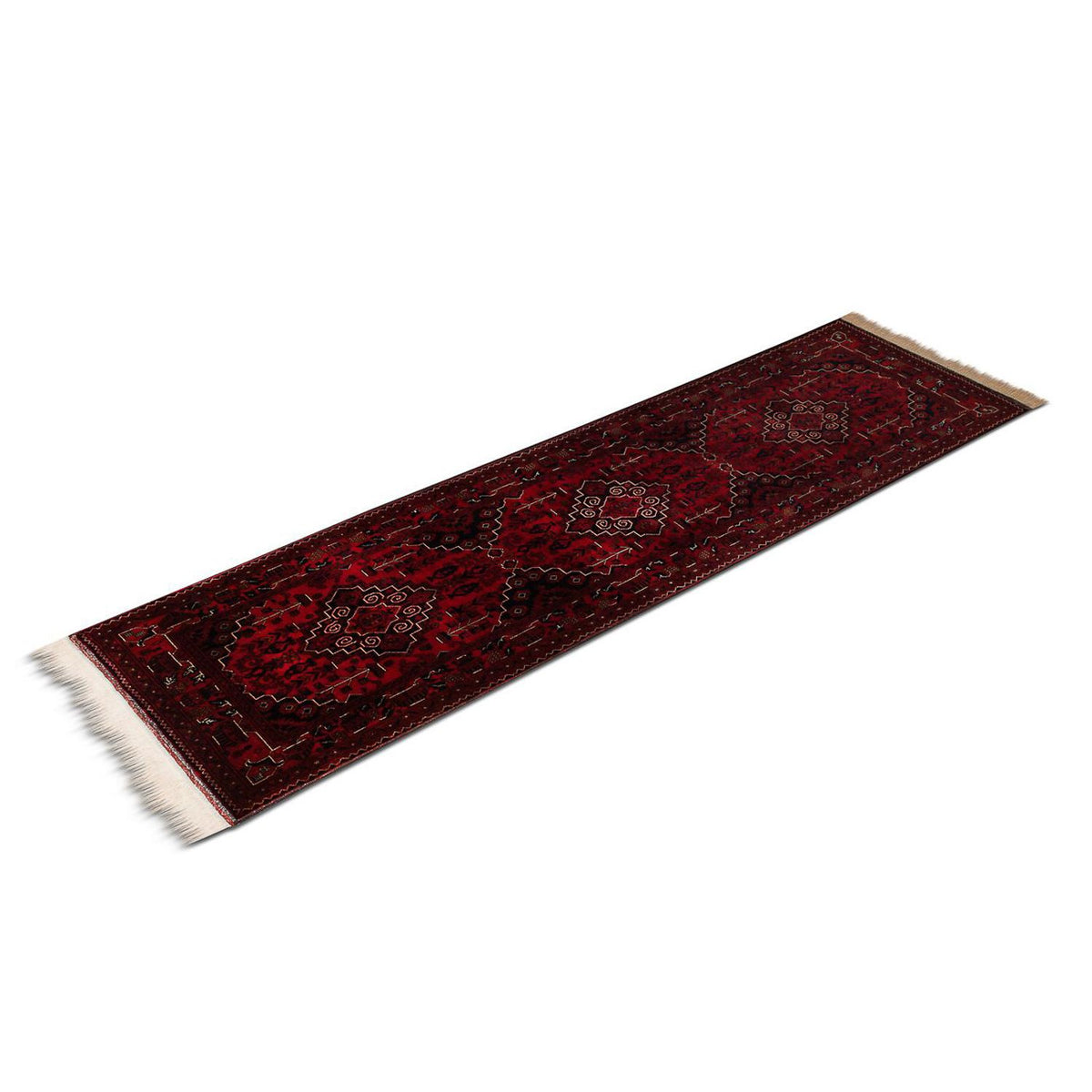 Loper Afghaans tapijt - Kunduz - 286 x 81 cm - rood