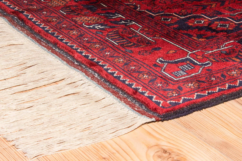 Loper Afghaans tapijt - Kunduz - 286 x 81 cm - rood