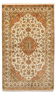 Zijden tapijt - Kashmir Silk - 160 x 95 cm - beige