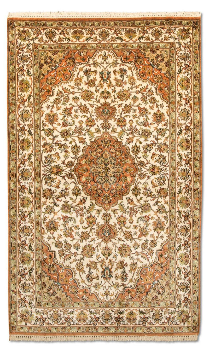 Zijden tapijt - Kashmir Silk - 160 x 95 cm - beige