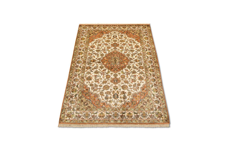 Zijden tapijt - Kashmir Silk - 160 x 95 cm - beige