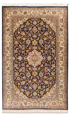 Zijden tapijt - Kashmir Silk - 150 x 93 cm - donkerblauw