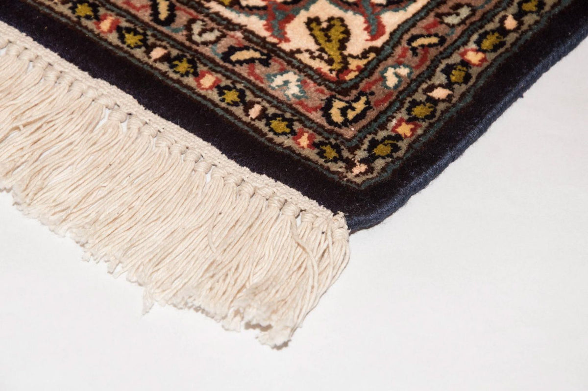 Zijden tapijt - Kashmir Silk - 150 x 93 cm - donkerblauw