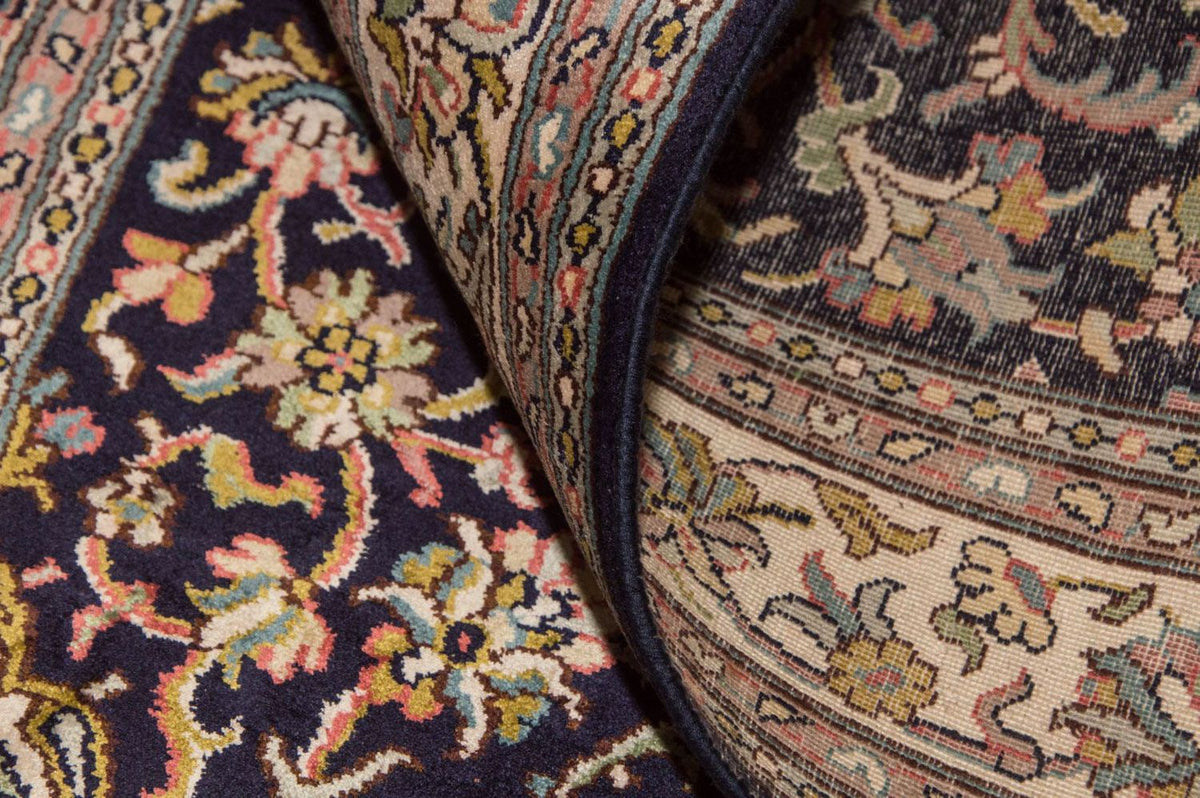 Zijden tapijt - Kashmir Silk - 150 x 93 cm - donkerblauw