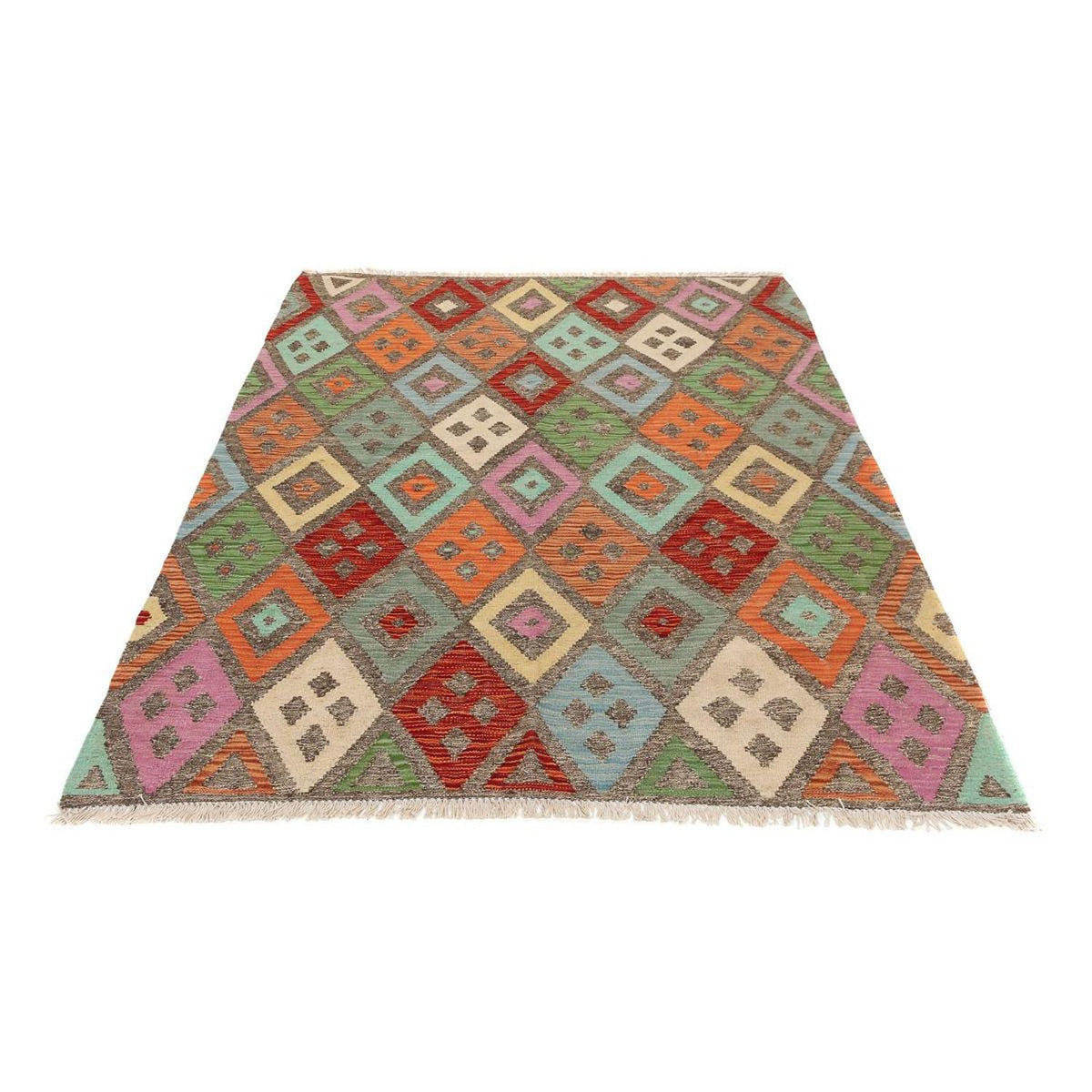 Kelim tapijt - Splash - 194 x 151 cm - veelkleurig