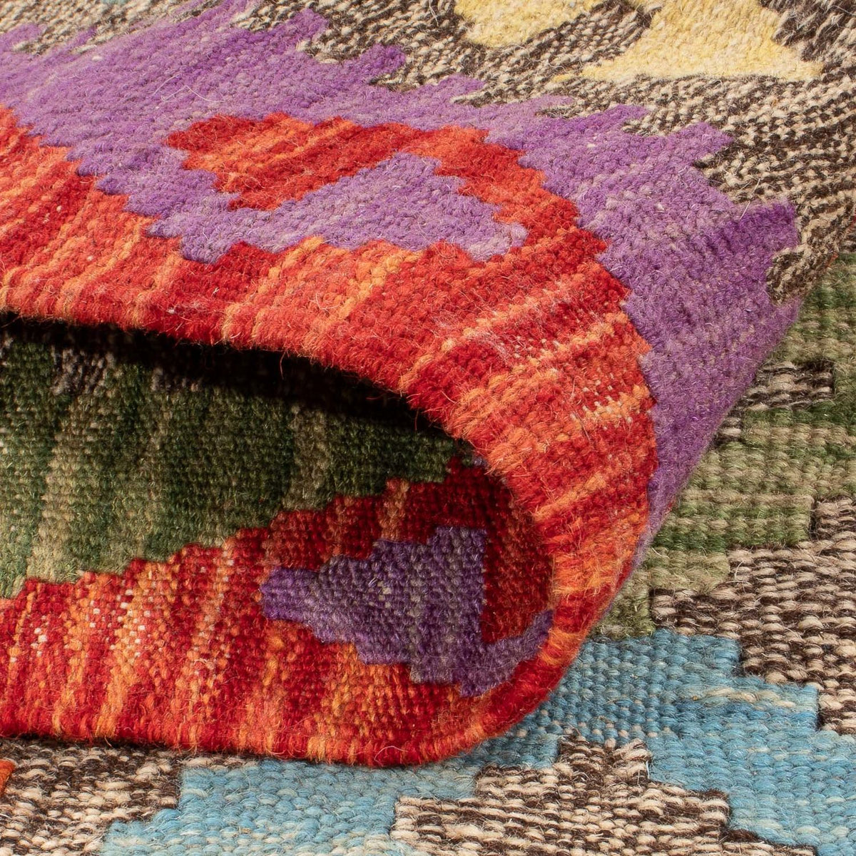 Kelim tapijt - Splash - 206 x 155 cm - veelkleurig