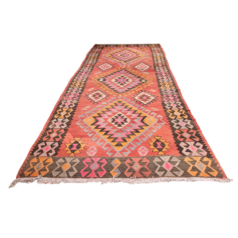 Loper Kelim tapijt - Oud - 425 x 165 cm - licht rood