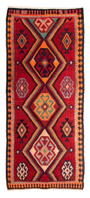 Loper Kelim tapijt - Oud - 350 x 135 cm - veelkleurig