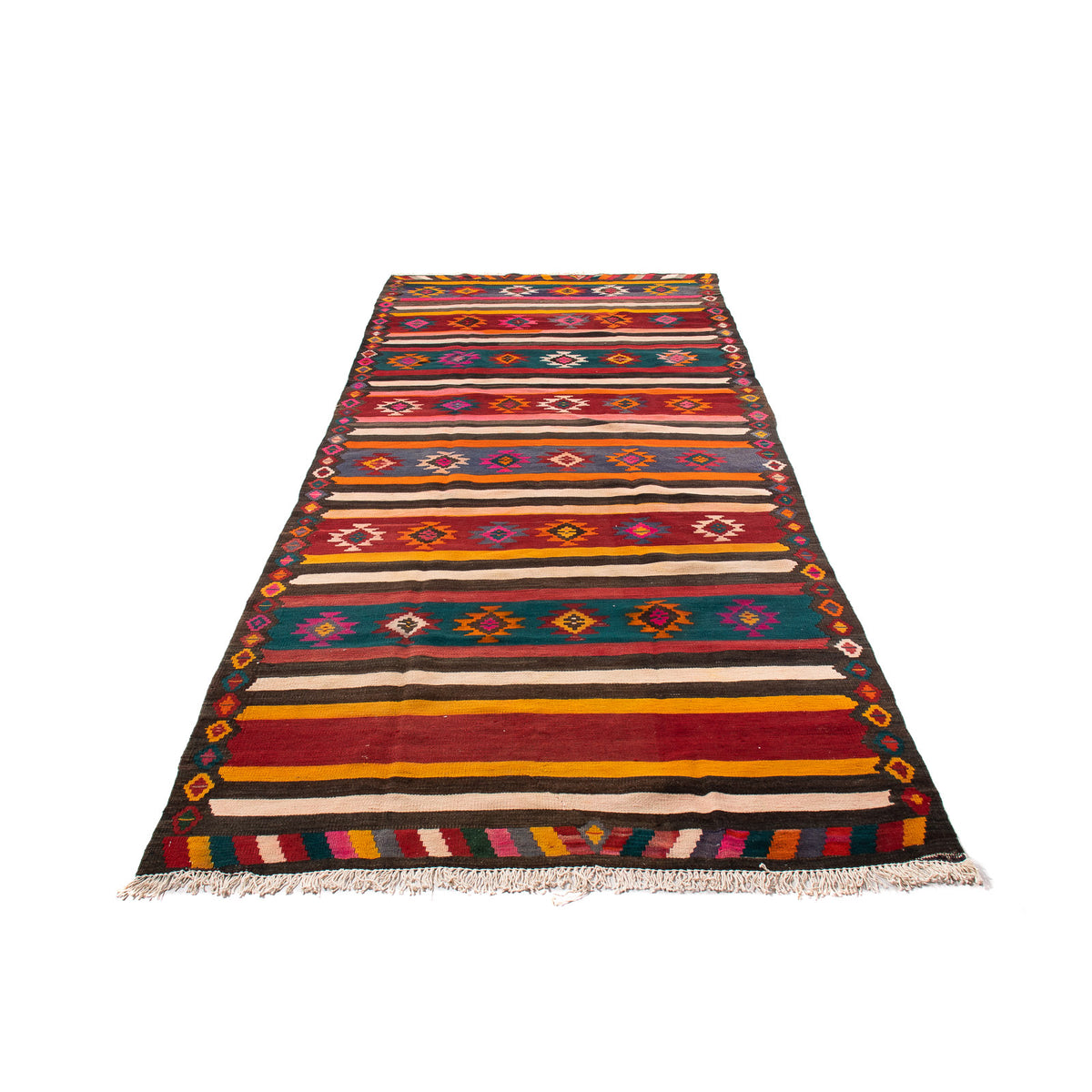 Loper Kelim tapijt - Oud - 330 x 145 cm - veelkleurig