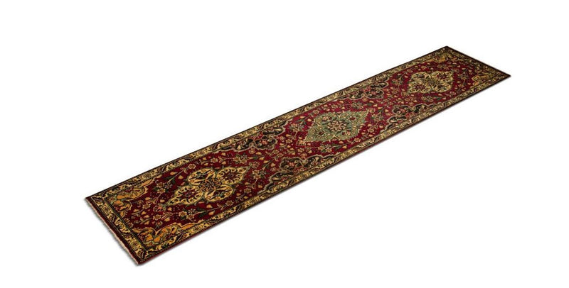 Loper Perzisch tapijt - Tabriz - 385 x 73 cm - rood