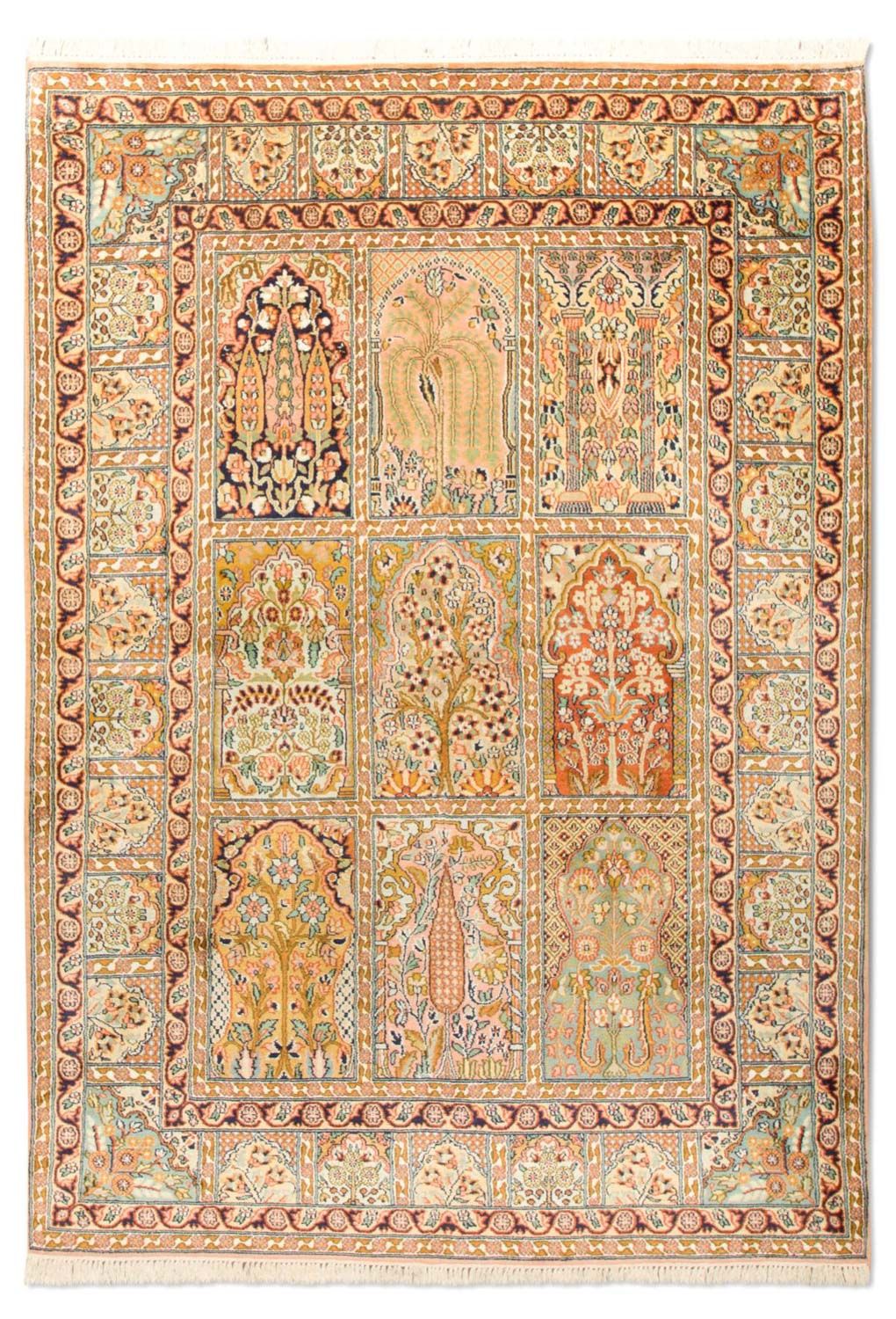 Zijden tapijt - Kashmir Silk - 184 x 124 cm - veelkleurig