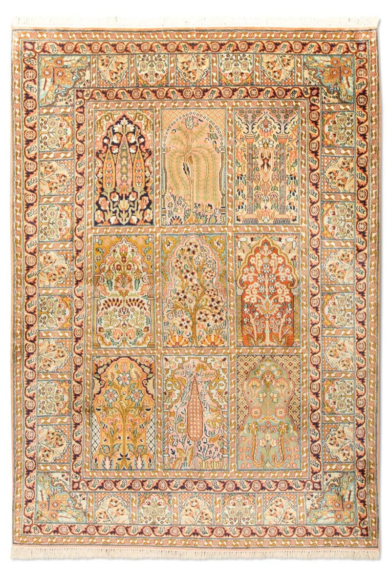Zijden tapijt - Kashmir Silk - 184 x 124 cm - veelkleurig