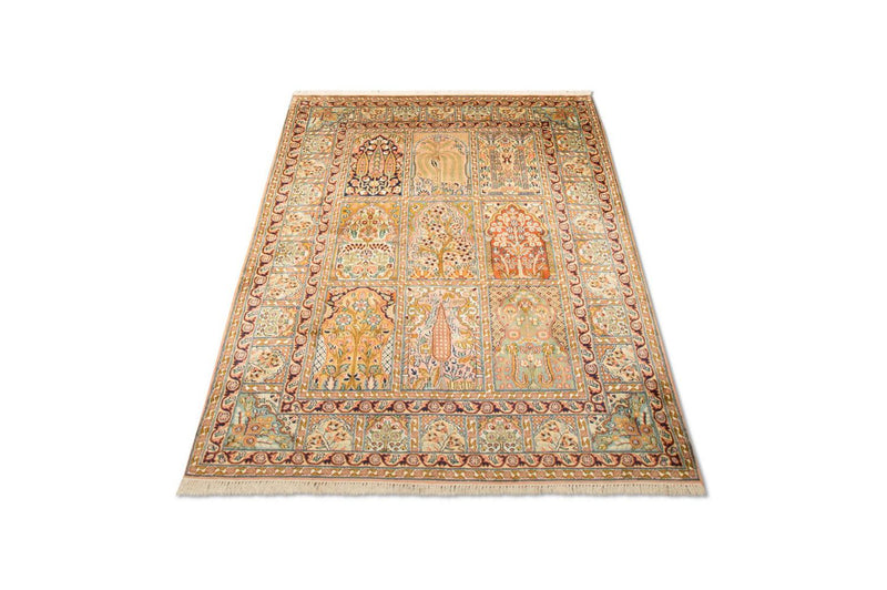 Zijden tapijt - Kashmir Silk - 184 x 124 cm - veelkleurig