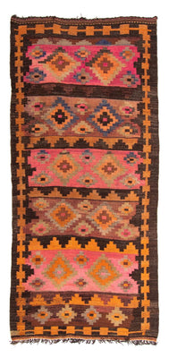 Loper Kelim tapijt - Oud - 260 x 120 cm - veelkleurig