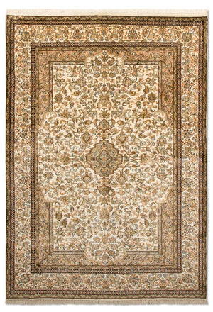 Zijden tapijt - Kashmir Silk - 186 x 126 cm - beige