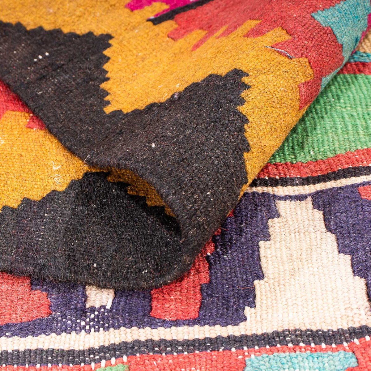 Loper Kelim tapijt - Oud - 355 x 140 cm - veelkleurig