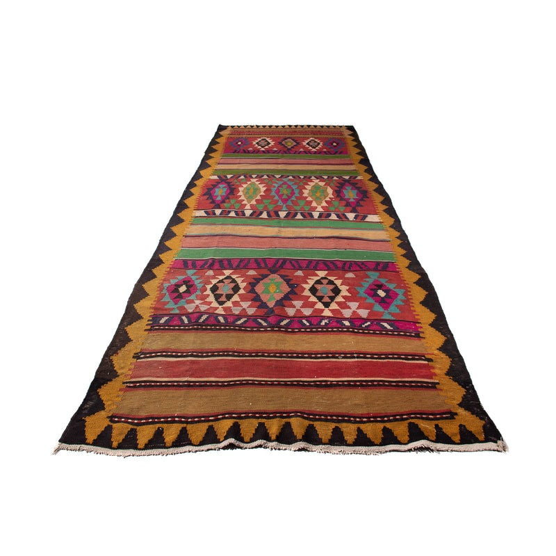 Loper Kelim tapijt - Oud - 355 x 140 cm - veelkleurig