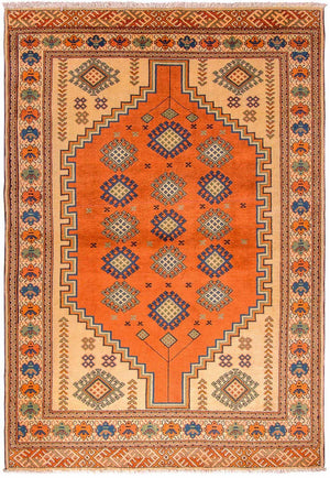 Turkaman tapijt - 184 x 127 cm - oranje
