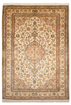 Zijden tapijt - Kashmir Silk - 184 x 124 cm - beige