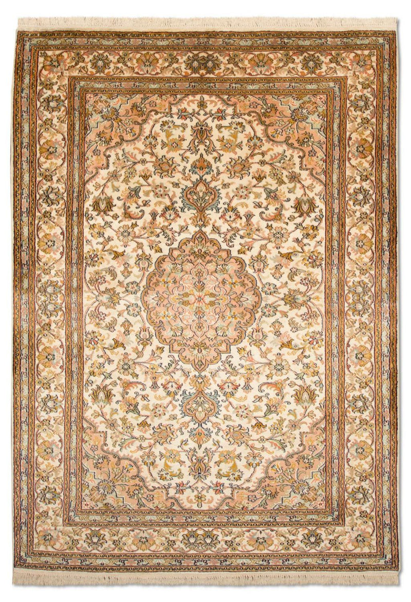 Zijden tapijt - Kashmir Silk - 184 x 124 cm - beige