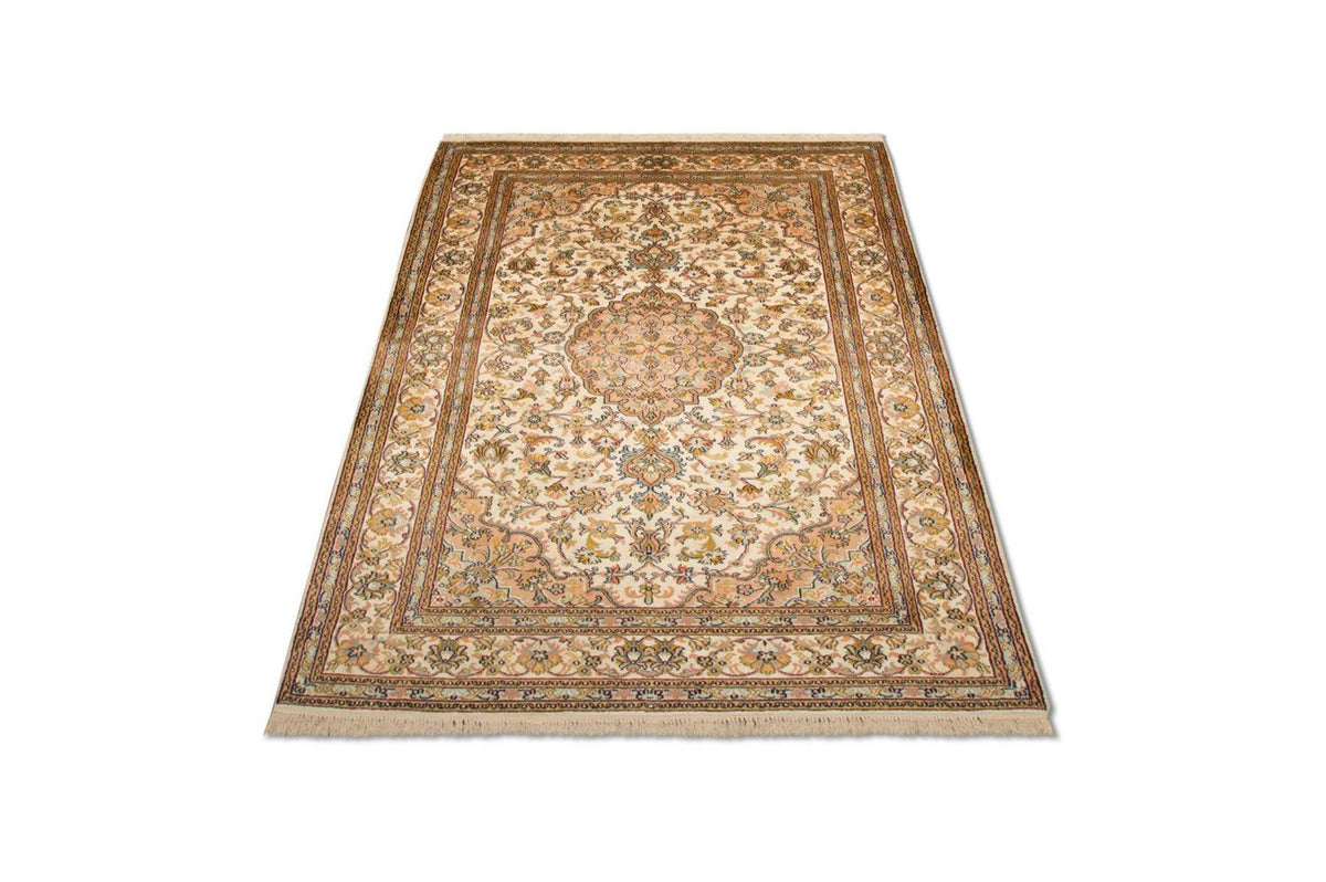 Zijden tapijt - Kashmir Silk - 184 x 124 cm - beige