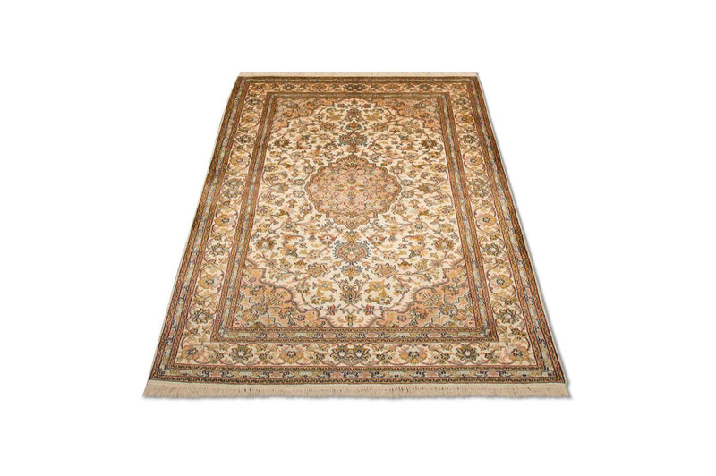 Zijden tapijt - Kashmir Silk - 184 x 124 cm - beige