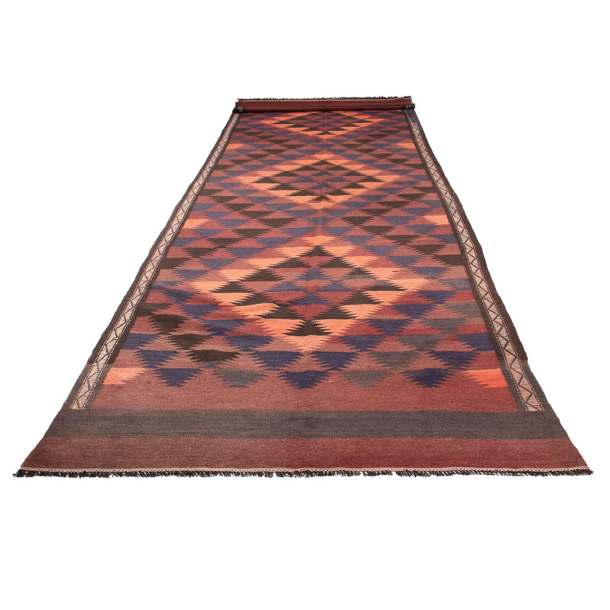 Loper Kelim tapijt - Oud - 450 x 135 cm - bruin