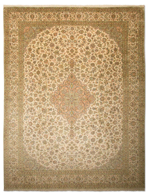 Zijden tapijt - Kashmir Silk - 335 x 243 cm - beige