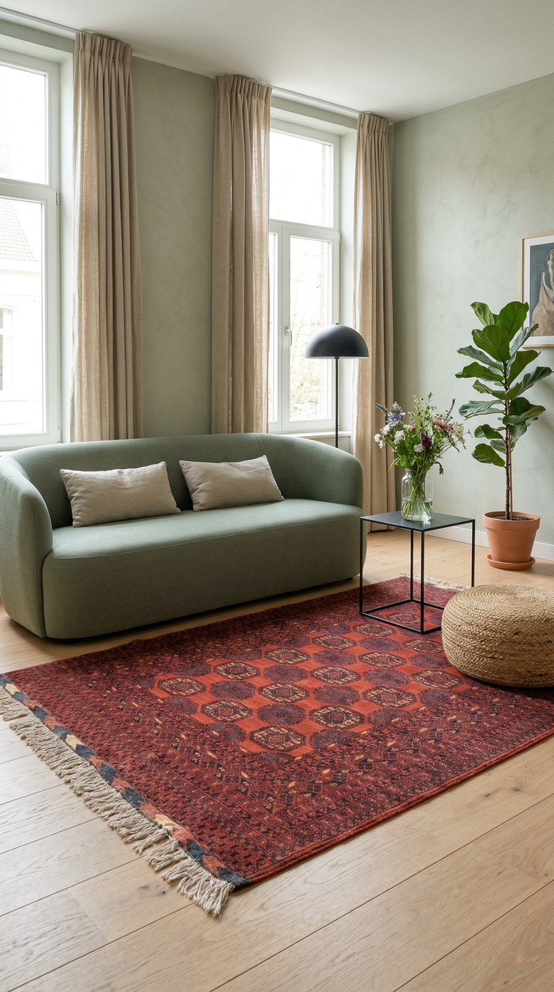 Turkaman tapijt - 200 x 148 cm - rood