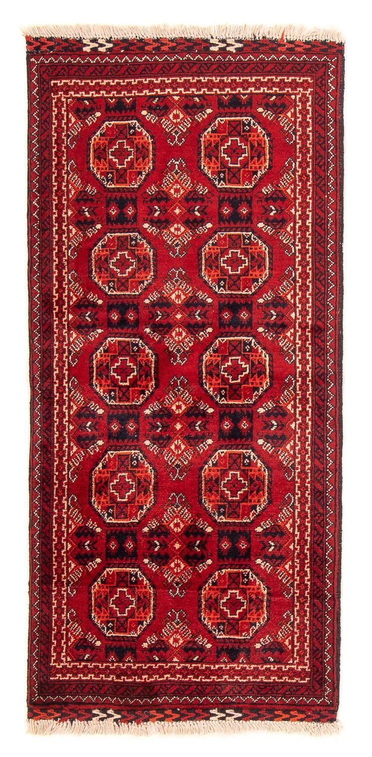 Loper Afghaans tapijt - 106 x 49 cm - donkerrood