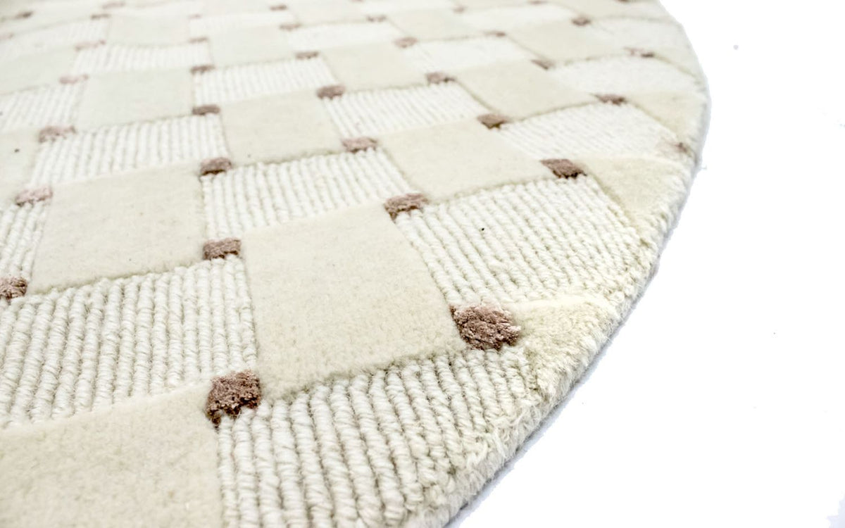 Nepal tapijt rond  - 150 x 150 cm - beige