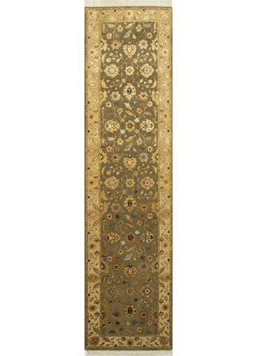 Loper Wollen tapijt - 300 x 75 cm - groen