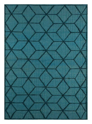 Wollen tapijt - 240 x 150 cm - zee blauw