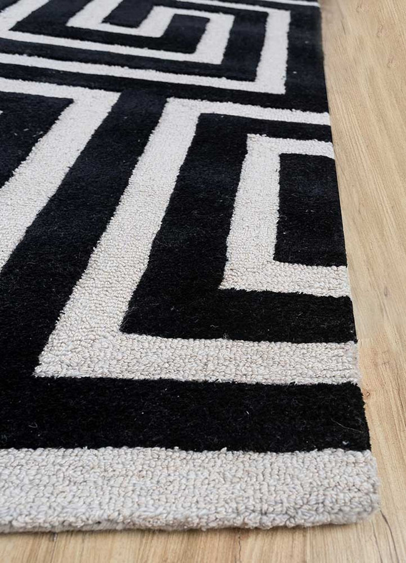 Wollen tapijt - 330 x 240 cm - zwart en wit