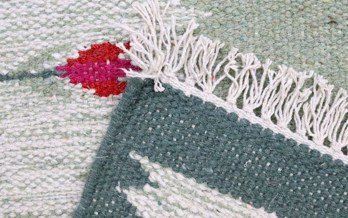 Loper Kelim tapijt - Trendy - 250 x 80 cm - lichtgroen