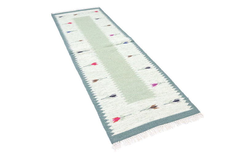Loper Kelim tapijt - Trendy - 250 x 80 cm - lichtgroen