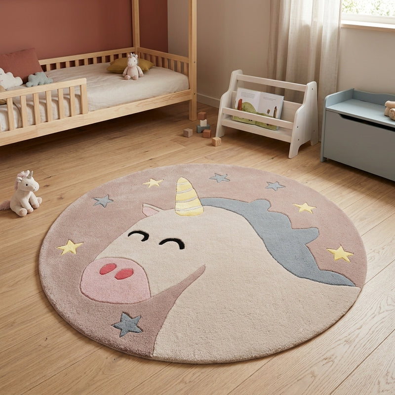 Kinderteppich Einhorn rund