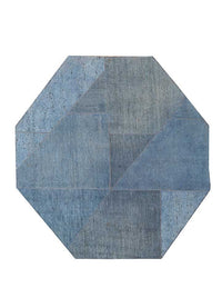 Wollen tapijt speciale vorm  - 180 x 180 cm - blauw