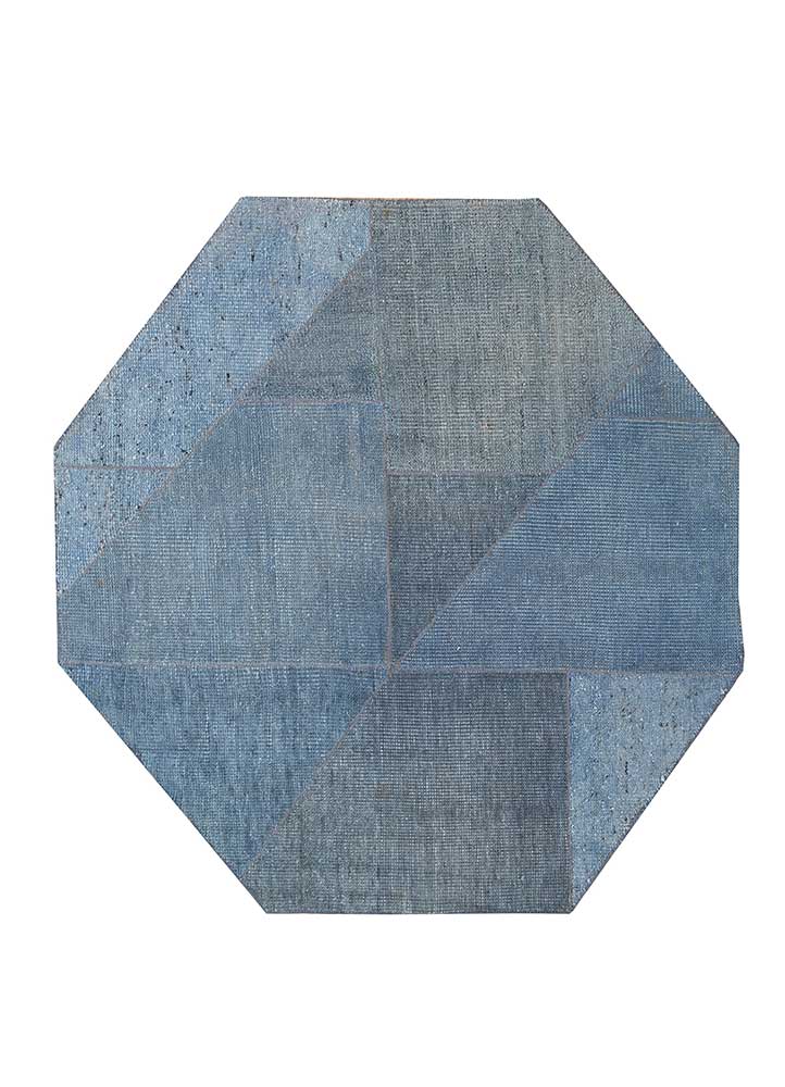 Wollen tapijt speciale vorm  - 180 x 180 cm - blauw