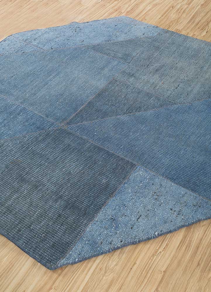 Wollen tapijt speciale vorm  - 180 x 180 cm - blauw