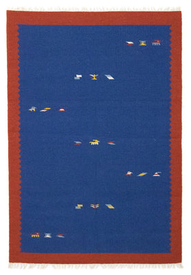 Kelim tapijt - Trendy - 180 x 120 cm - blauw