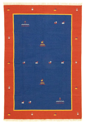 Kelim tapijt - Trendy - 300 x 200 cm - blauw