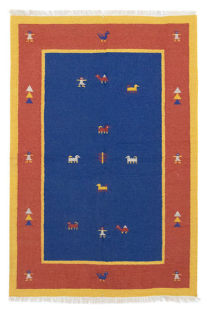 Kelim tapijt - Trendy - 200 x 140 cm - blauw