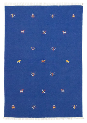 Kelim tapijt - Trendy - 200 x 140 cm - blauw