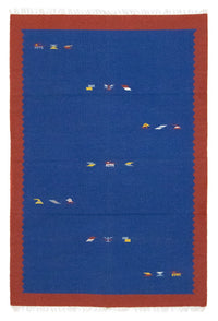 Kelim tapijt - Trendy - 180 x 120 cm - blauw