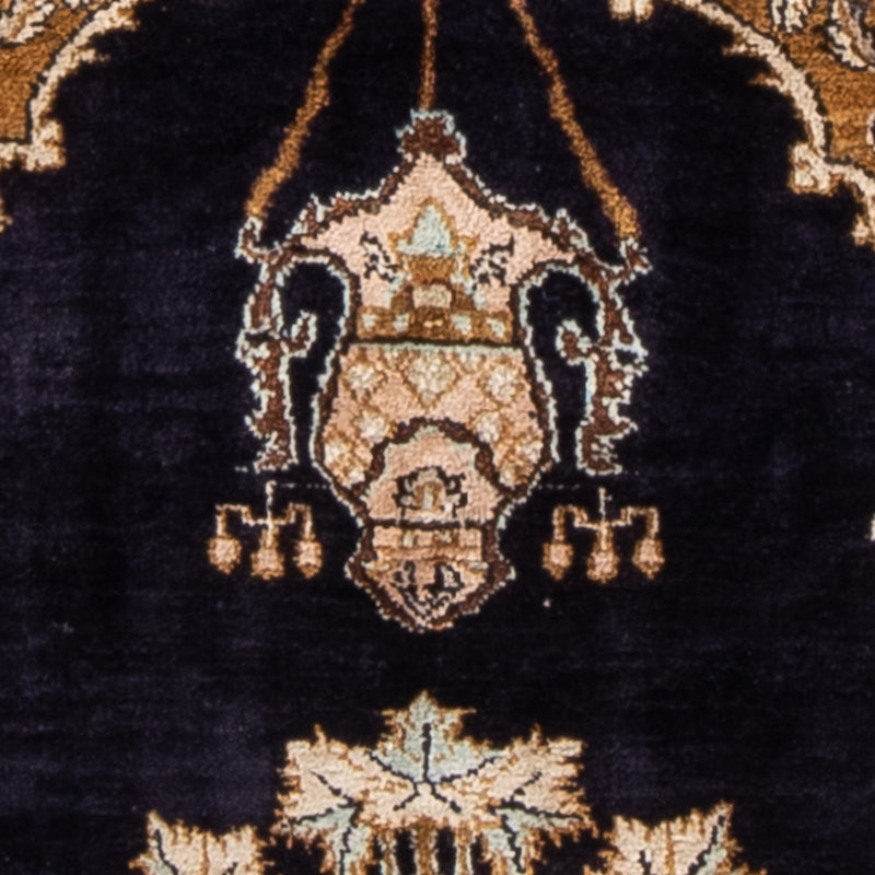 Zijden tapijt - Ghom Silk - Premium - 72 x 57 cm - donkerblauw