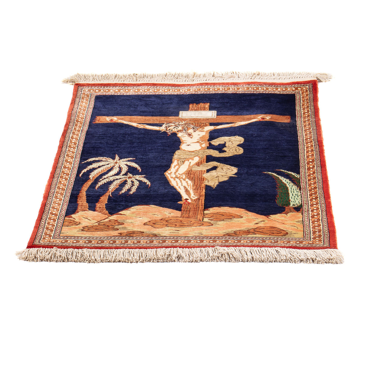 Zijden tapijt - Ghom Silk - Premium - 71 x 56 cm - donkerblauw