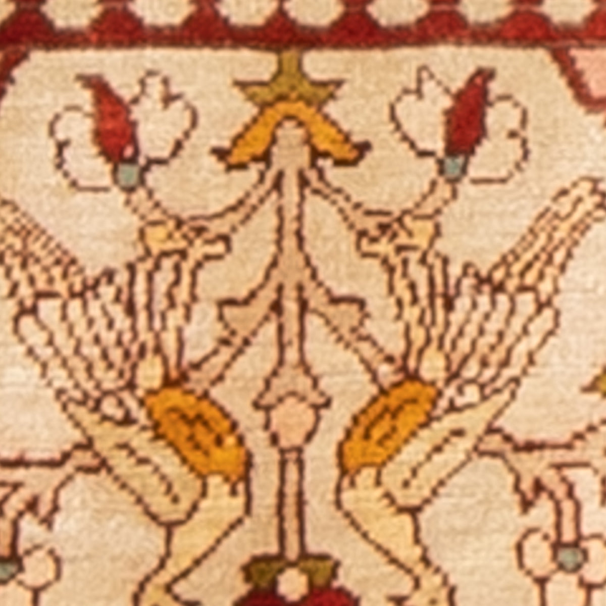 Oosters tapijt - Hereke vierkant  - 17 x 25 cm - beige